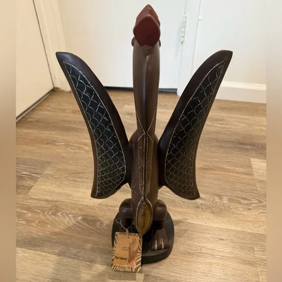 Pier 1 Hand Carved Wood “Kalao”, Bird Art Sculpture with Tag. - Picture 6 of 12
